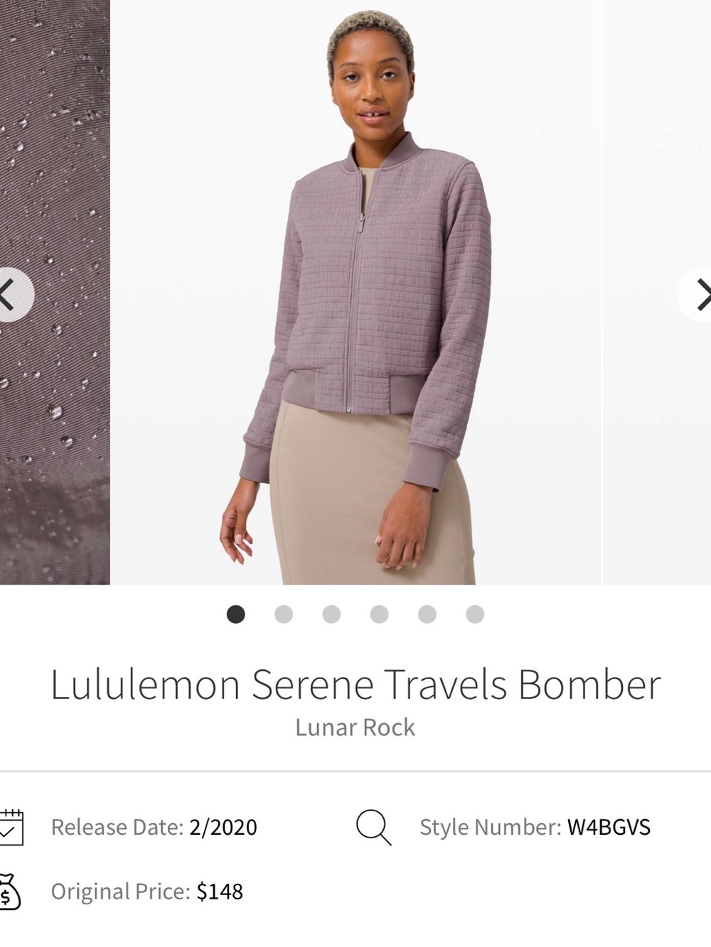 Lululemon |  serene travels bomber | lunar rock